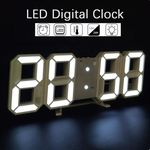 Digital Wall Clock 3D LED Date Time Celsius Nightlight Display Table Desktop Clocks Alarm Clock For Living Room Home Decoration