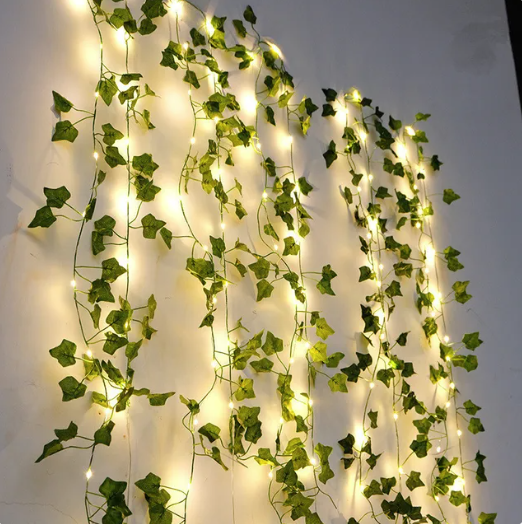 Flower Green Leaf String Lights Artificial Vine Fairy Lights Battery Powered Christmas Tree Garland Light for Weeding Home Decor